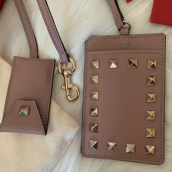 Valentino Leather Studded Keychain Case Holder - Picture 2 of 6